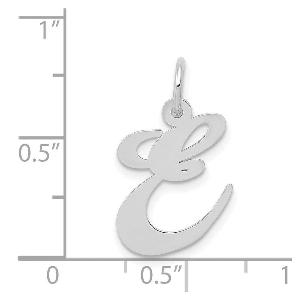 FJC Finejewelers 14 kt White Gold Medium Fancy Script Letter E Initial Charm