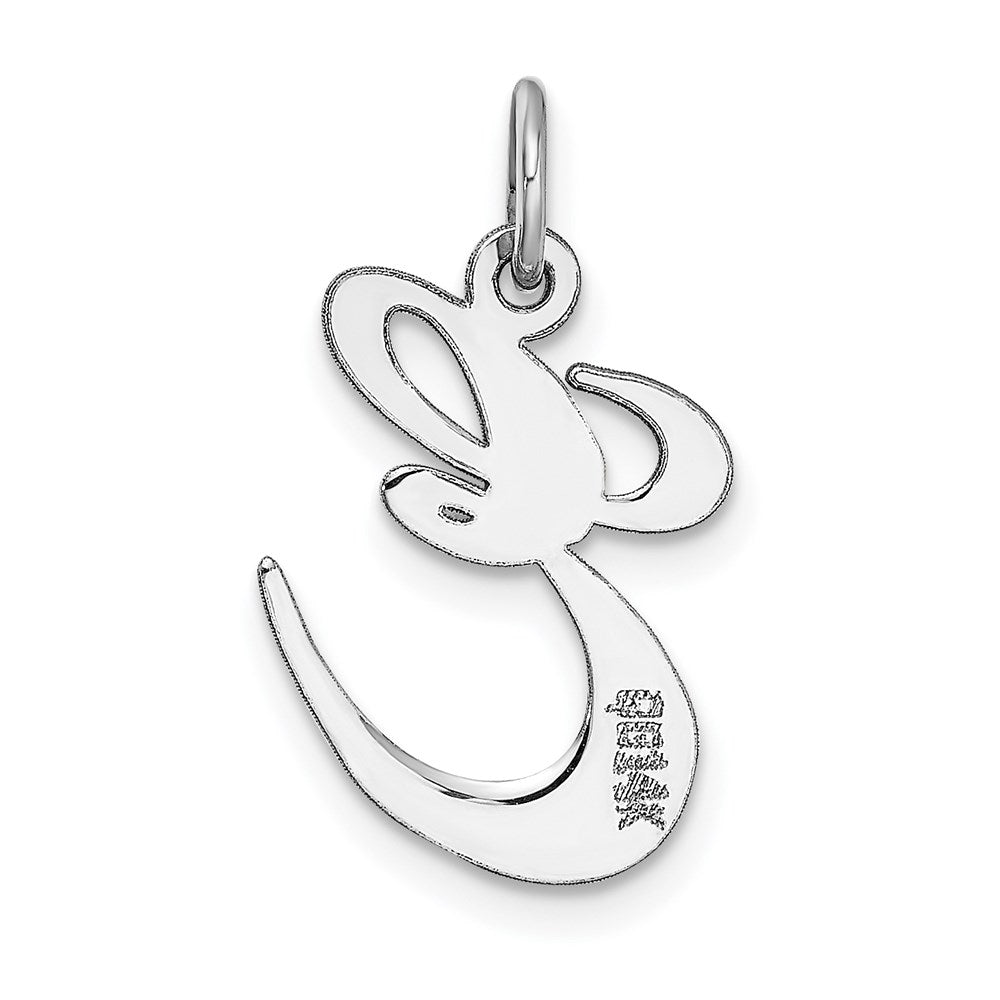 FJC Finejewelers 14 kt White Gold Medium Fancy Script Letter E Initial Charm