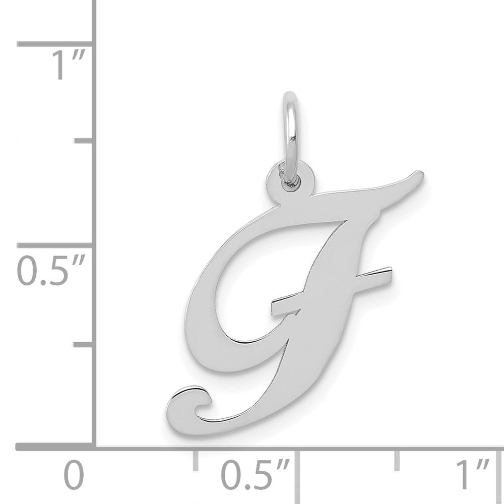 FJC Finejewelers 14 kt White Gold Medium Fancy Script Letter F Initial Charm
