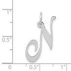 FJC Finejewelers 14 kt White Gold Medium Fancy Script Letter N Initial Charm
