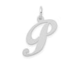 FJC Finejewelers 14 kt White Gold Medium Fancy Script Letter P Initial Charm