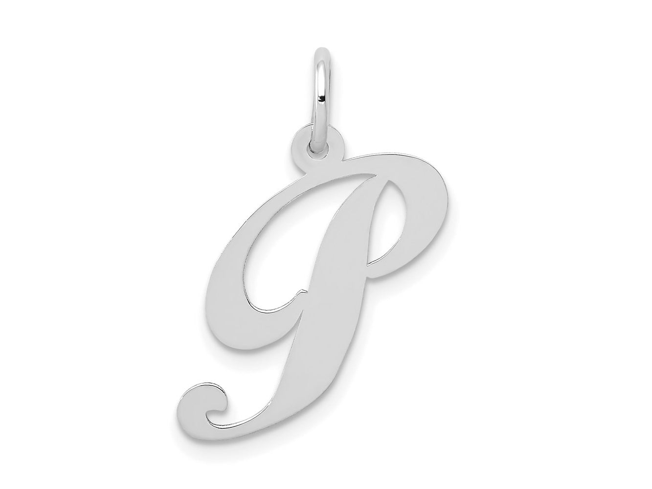 FJC Finejewelers 14 kt White Gold Medium Fancy Script Letter P Initial Charm