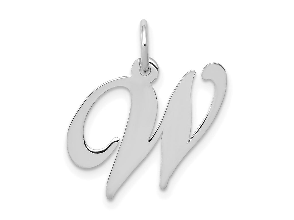 FJC Finejewelers 14 kt White Gold Medium Fancy Script Letter W Initial Charm