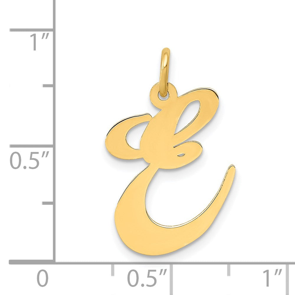 FJC Finejewelers 14 kt Yellow Gold Large Fancy Script Letter E Initial Charm