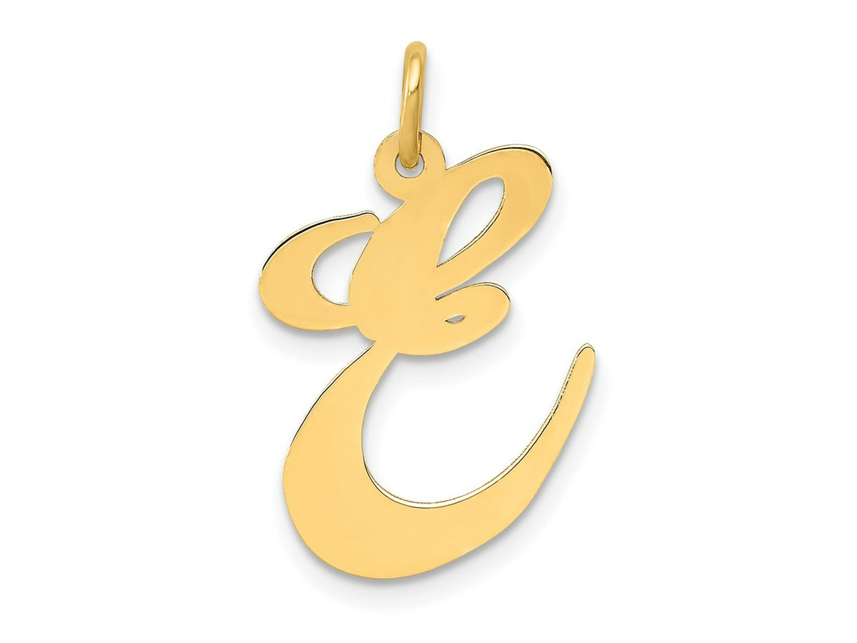 FJC Finejewelers 14 kt Yellow Gold Large Fancy Script Letter E Initial Charm