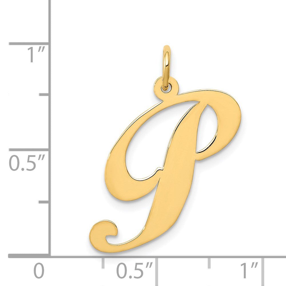 FJC Finejewelers 14 kt Yellow Gold Large Fancy Script Letter P Initial Charm