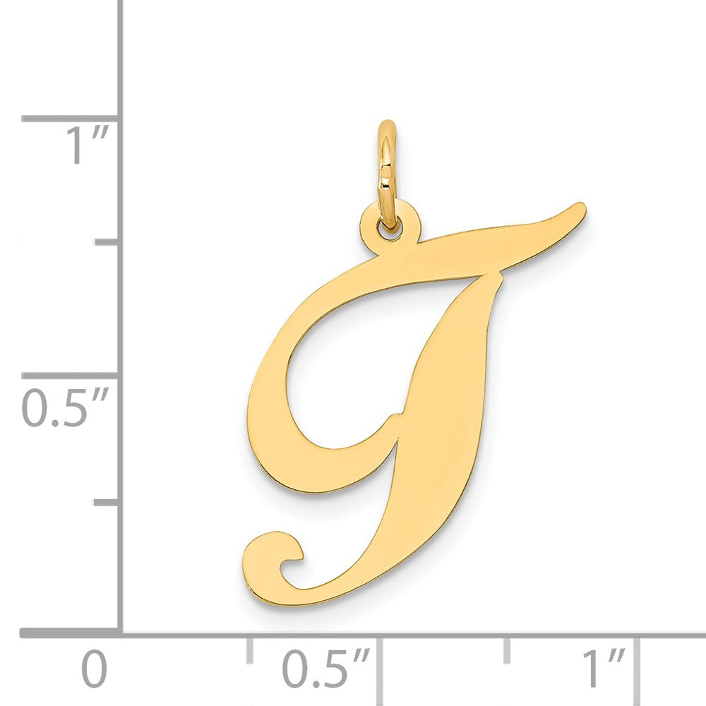 FJC Finejewelers 14 kt Yellow Gold Large Fancy Script Letter T Initial Charm