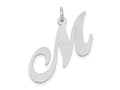 FJC Finejewelers 14 kt White Gold Large Fancy Script Letter M Initial Charm