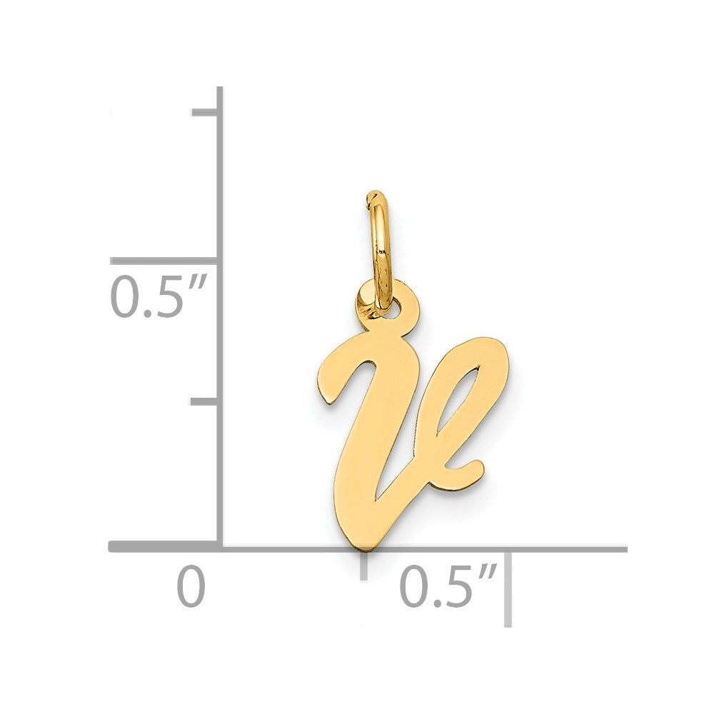 FJC Finejewelers 14 kt Yellow Gold Small Script Letter V Initial Charm