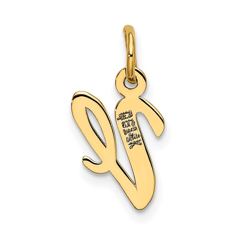 FJC Finejewelers 14 kt Yellow Gold Small Script Letter V Initial Charm