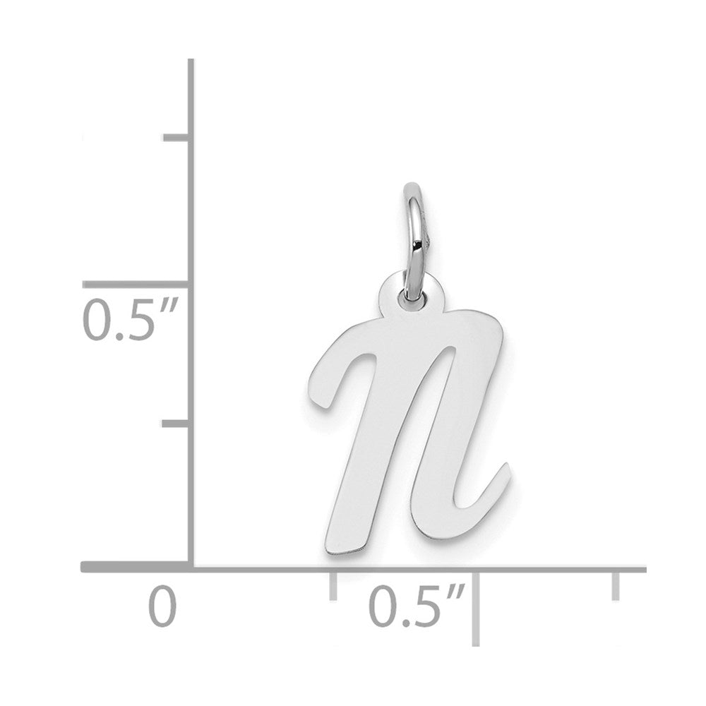 FJC Finejewelers 14 kt White Gold Small Script Letter N Initial Charm