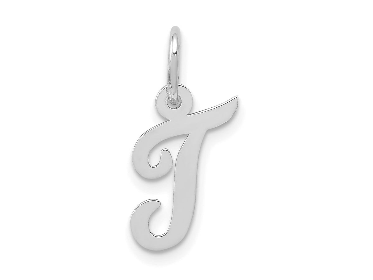 FJC Finejewelers 14 kt White Gold Small Script Letter T Initial Charm