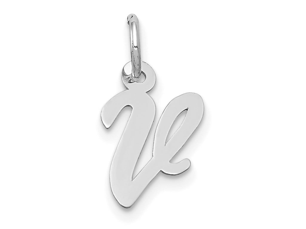 FJC Finejewelers 14 kt White Gold Small Script Letter V Initial Charm