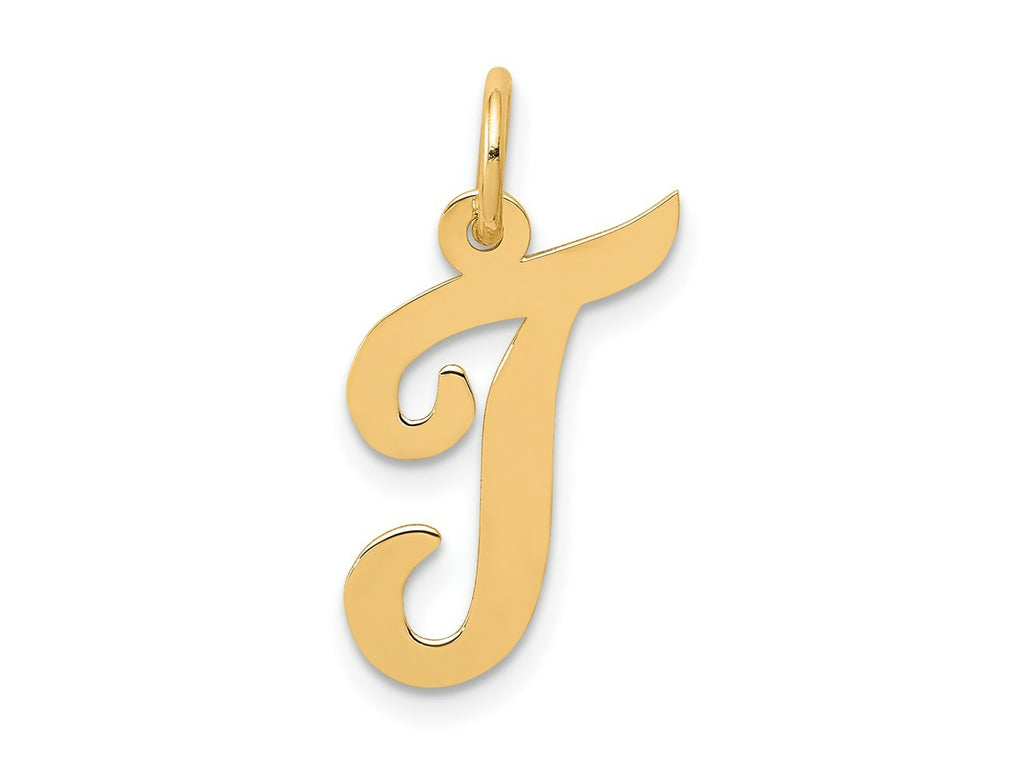 FJC Finejewelers 14 kt Yellow Gold Medium Script Letter T Initial Charm