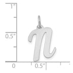 FJC Finejewelers 14 kt White Gold Medium Script Letter N Initial Charm