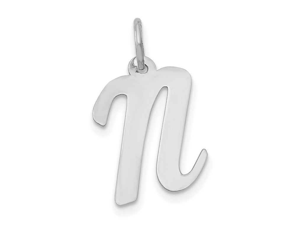 FJC Finejewelers 14 kt White Gold Medium Script Letter N Initial Charm