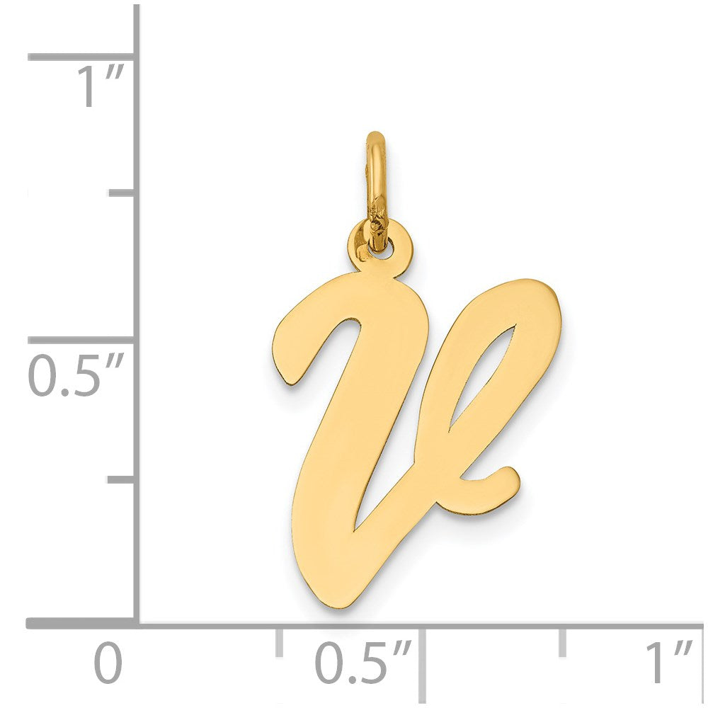 FJC Finejewelers 14 kt Yellow Gold Large Script Letter V Initial Charm