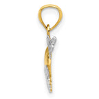 FJC Finejewelers 14 kt Yellow Gold and White Rhodium Polished Heart with Wings Charm 19 x 18 mm