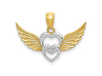 FJC Finejewelers 14 kt Yellow Gold and White Rhodium Polished Hearts with Wings Charm 17 x 23 mm