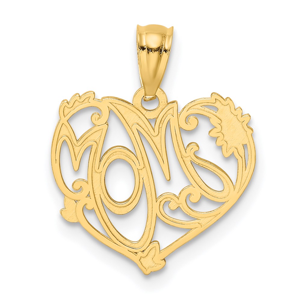 FJC Finejewelers 14 kt Yellow Gold and Rhodium MOM Charm 20 x 15 mm