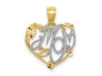 FJC Finejewelers 14 kt Yellow Gold and Rhodium MOM Charm 20 x 15 mm