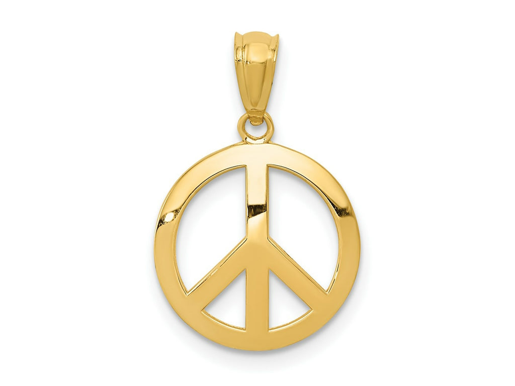 FJC Finejewelers 14 kt Yellow Gold Polished Peace Sign Circle Charm 20 x 12 mm