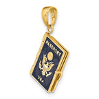 FJC Finejewelers 14 kt Yellow Gold Enamel 3-D Passport Opens Charm 25 x 18 mm