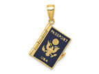 FJC Finejewelers 14 kt Yellow Gold Enamel 3-D Passport Opens Charm 25 x 18 mm