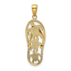 FJC Finejewelers 14 kt Yellow Gold Enamel Cut-out Flip Flop with Sea Turtles Charm 34 x 11 mm