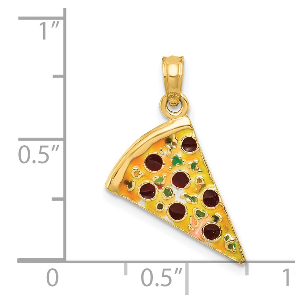 FJC Finejewelers 14 kt Yellow Gold Enameled Pizza Slice Charm 24 x 12 mm