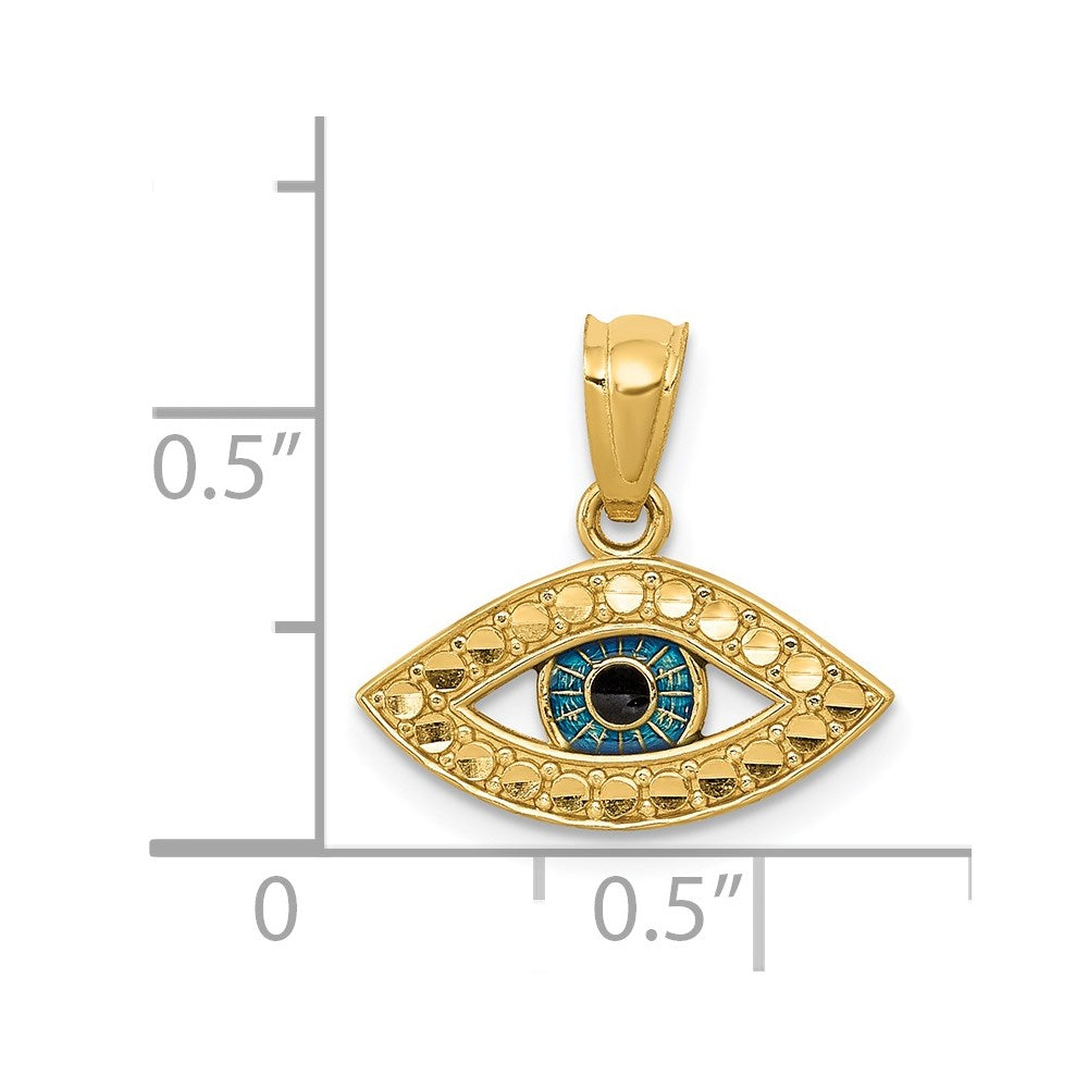 FJC Finejewelers 14 kt Yellow Gold Bright Cut Enameled Eye Charm 15 x 14 mm