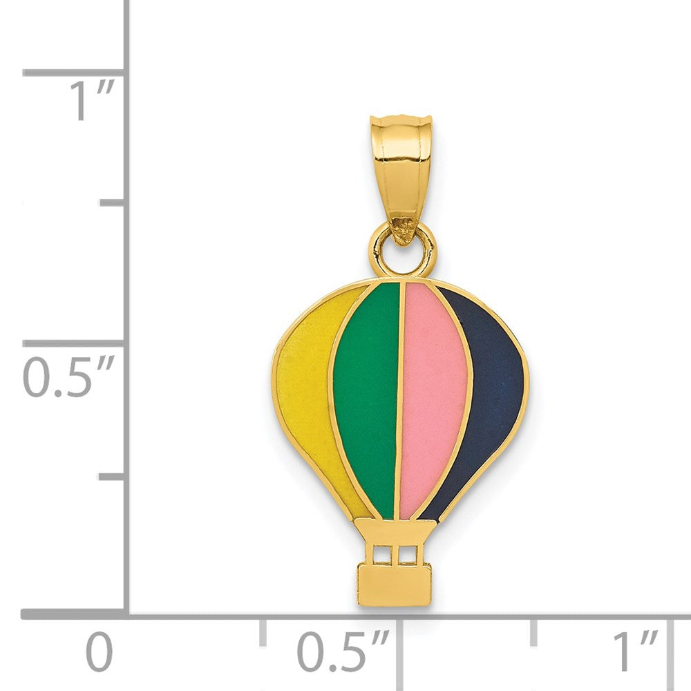 FJC Finejewelers 14 kt Yellow Gold Polished Multi-color Enamel Hot Air Balloon Charm 23 x 12 mm