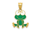 FJC Finejewelers 14 kt Yellow Gold Green and White Enameled Frog 23 x 15 mm
