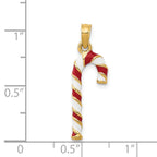 FJC Finejewelers 14 kt Yellow Gold 3D Enameled Candy Cane Charm 25 x 9 mm