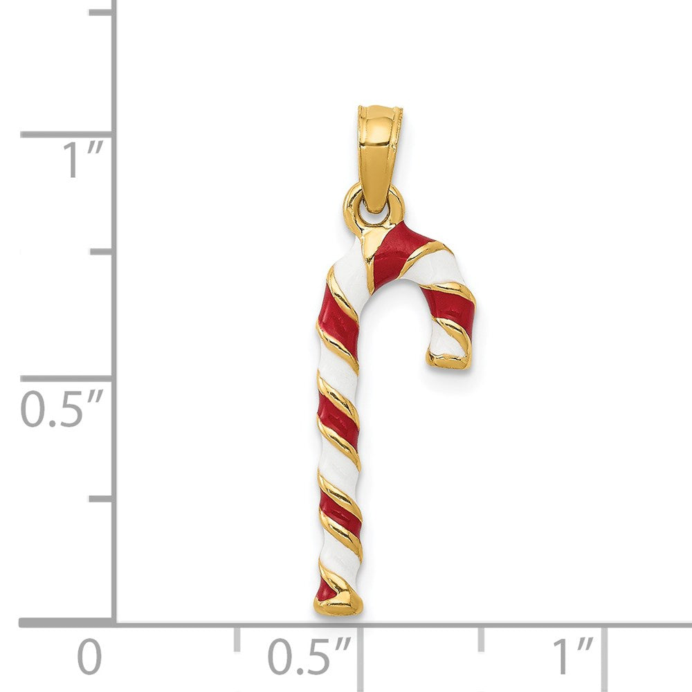 FJC Finejewelers 14 kt Yellow Gold 3D Enameled Candy Cane Charm 25 x 9 mm