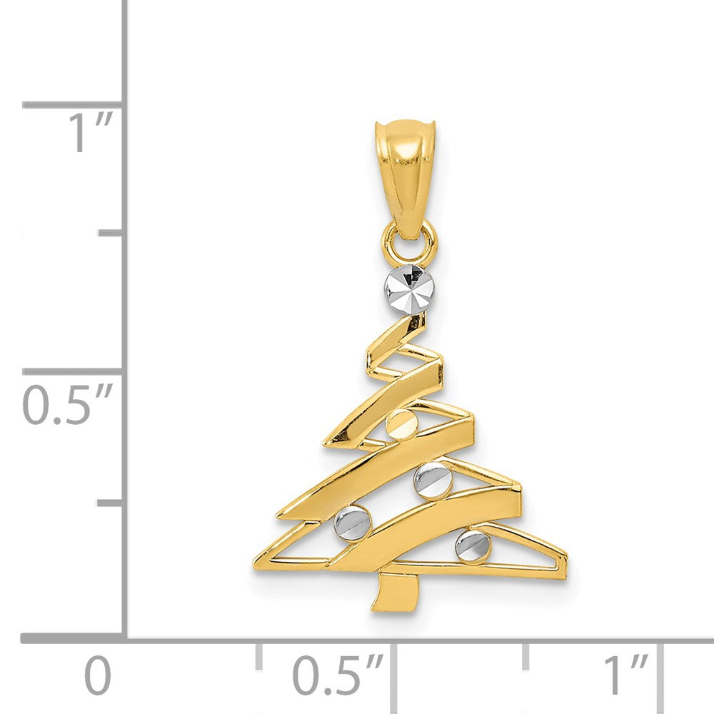 FJC Finejewelers 14 kt Yellow Gold with Rhodium Christmas Tree Charm 22 x 15 mm