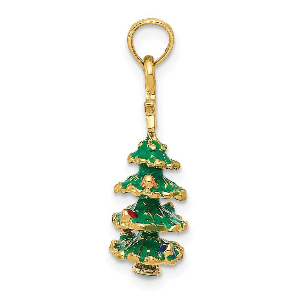 FJC Finejewelers 14 kt Yellow Gold 3D Enameled Christmas Tree Charm 21 x 10 mm