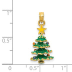 FJC Finejewelers 14 kt Yellow Gold 3D Enameled Christmas Tree Charm 21 x 10 mm