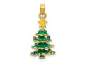 FJC Finejewelers 14 kt Yellow Gold 3D Enameled Christmas Tree Charm 21 x 10 mm