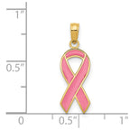 FJC Finejewelers 14 kt Yellow Gold Pink Enameled Awareness Ribbon Charm 23 x 13 mm