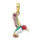 FJC Finejewelers 14 kt Yellow Gold Enameled 3D Hummingbird Charm 21 x 18 mm
