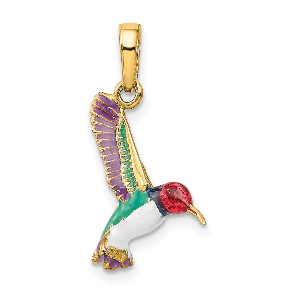 FJC Finejewelers 14 kt Yellow Gold Enameled 3D Hummingbird Charm 21 x 18 mm