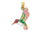 FJC Finejewelers 14 kt Yellow Gold Enameled 3D Hummingbird Charm 21 x 18 mm