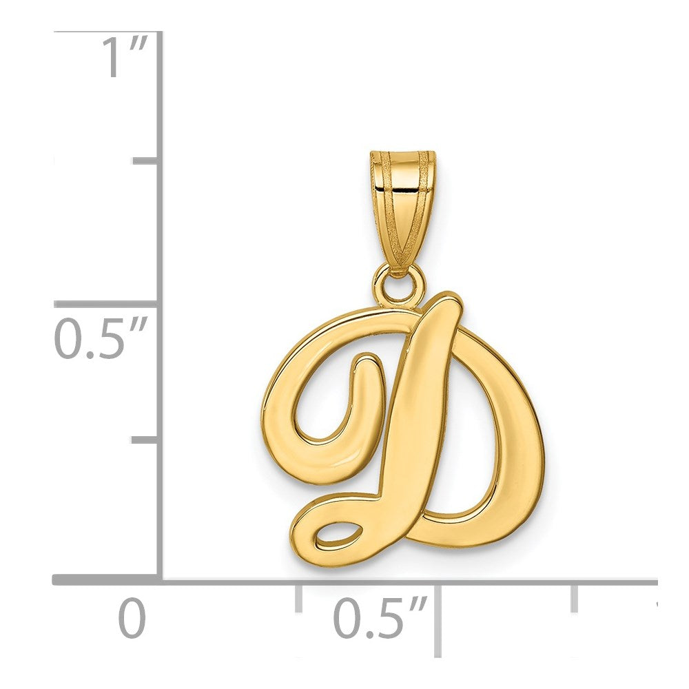 FJC Finejewelers 14 kt Yellow Gold Script Letter D Initial Charm 14 x 13 mm