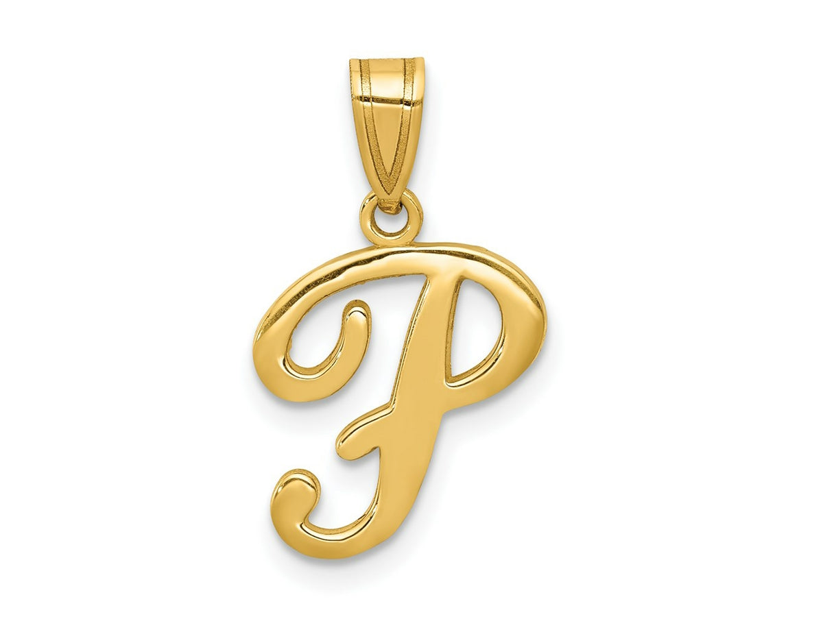 FJC Finejewelers 14 kt Yellow Gold Script Letter P Initial Charm