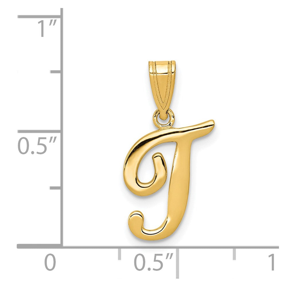 FJC Finejewelers 14 kt Yellow Gold Script Letter T Initial Charm