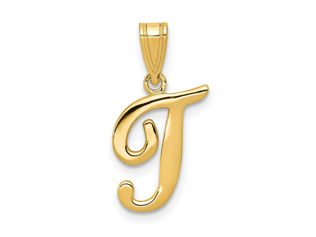 FJC Finejewelers 14 kt Yellow Gold Script Letter T Initial Charm