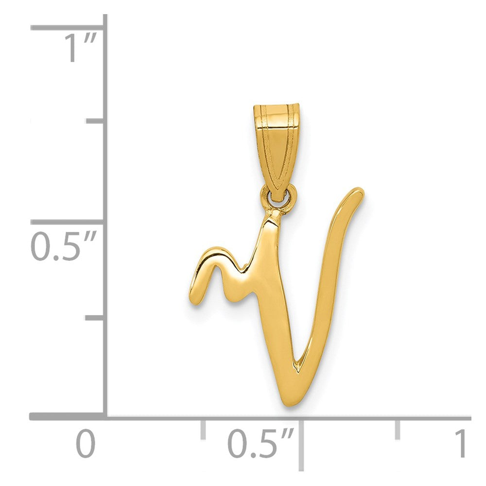 FJC Finejewelers 14 kt Yellow Gold Script Letter V Initial Charm