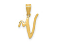 FJC Finejewelers 14 kt Yellow Gold Script Letter V Initial Charm