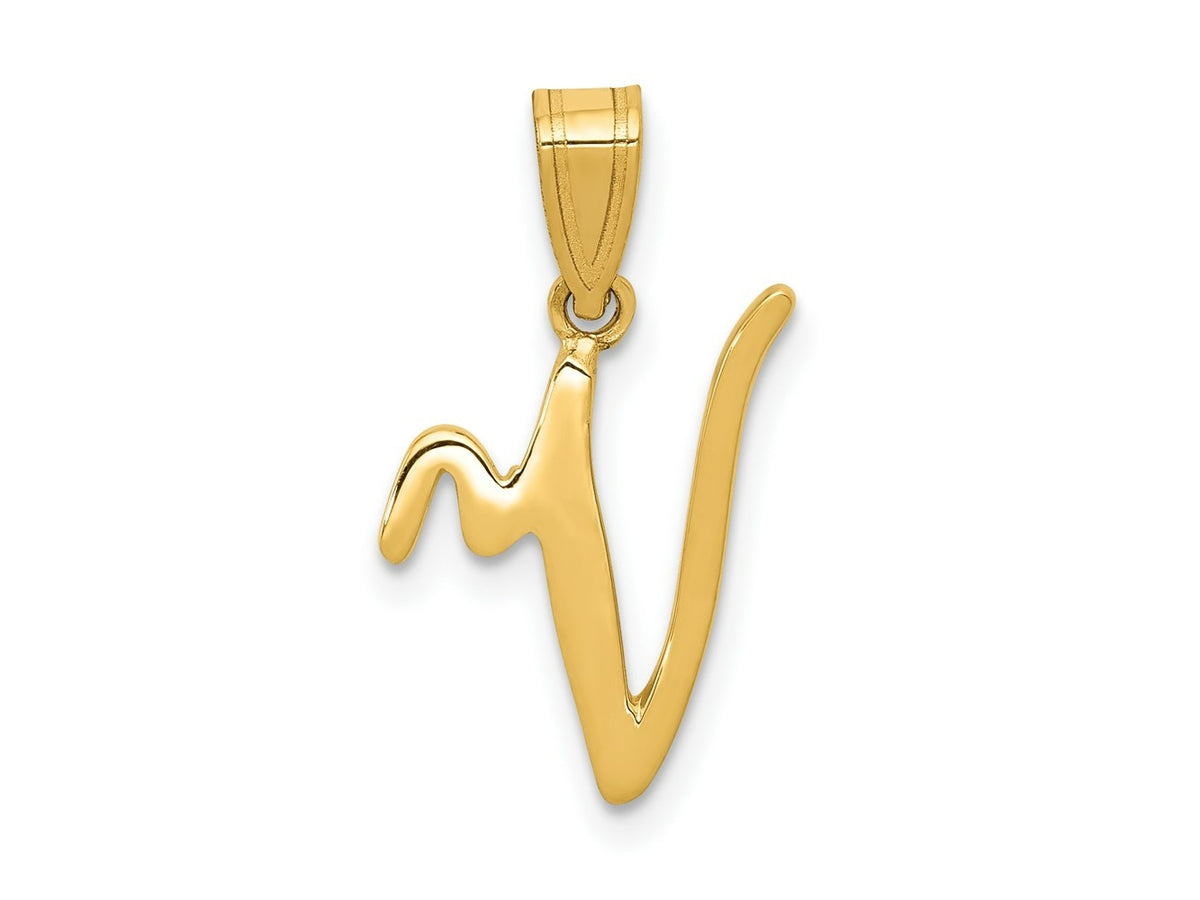 FJC Finejewelers 14 kt Yellow Gold Script Letter V Initial Charm